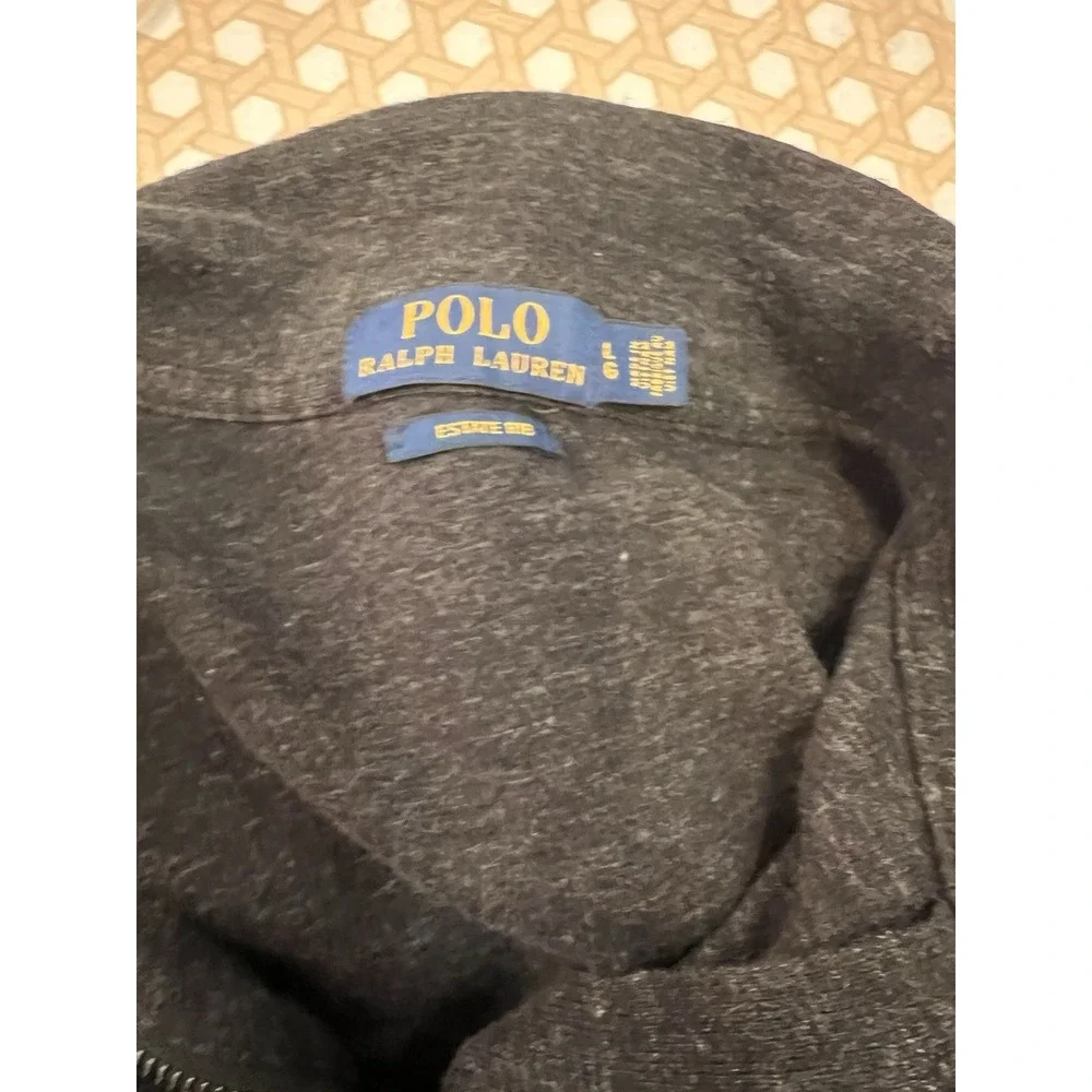 Polo Ralph Lauren Mens Charcoal Gray Estate Rib 1/4 Zip Size Large
